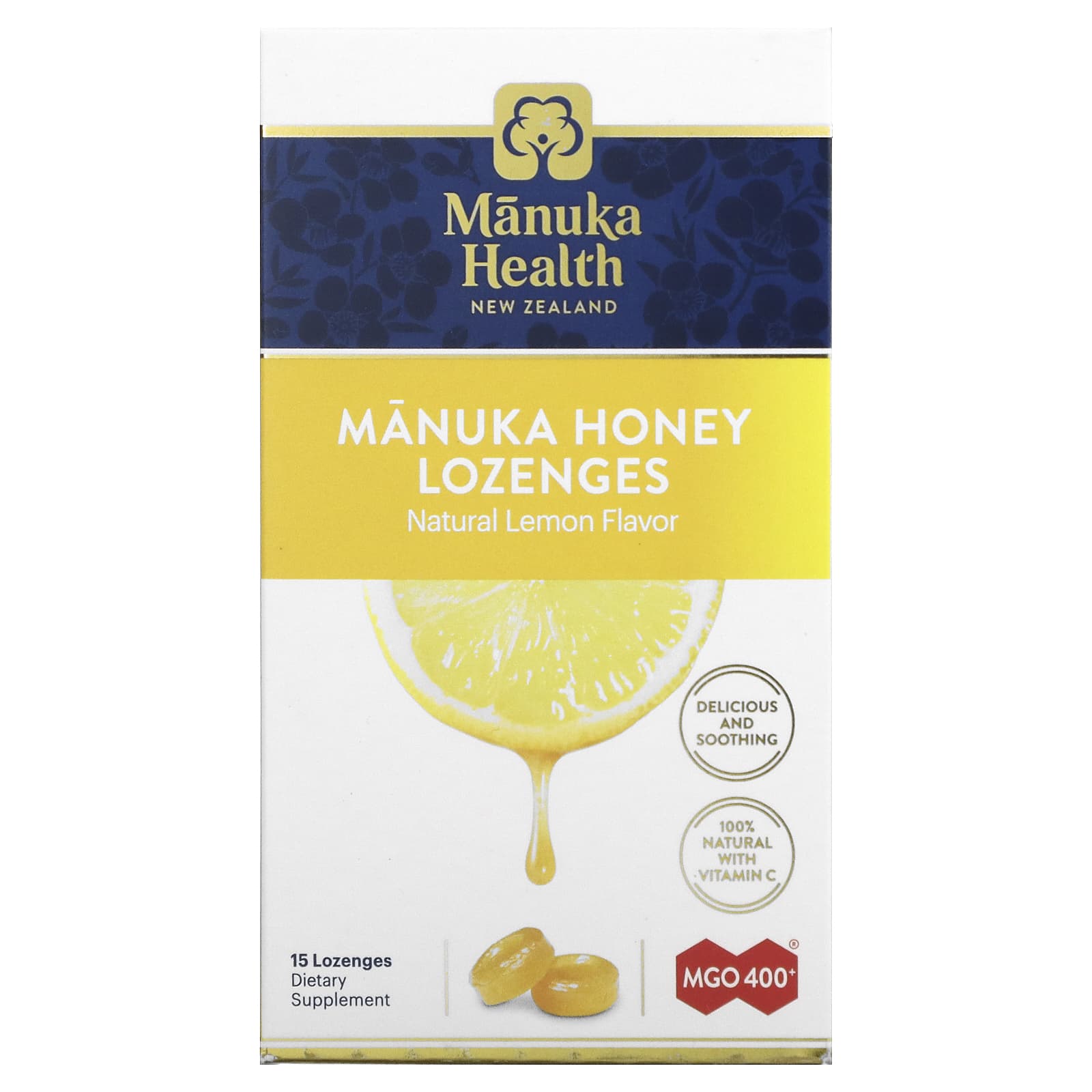 Manuka Health-Manuka Honey Lozenges-Lemon-MGO 400+-15 Lozenges