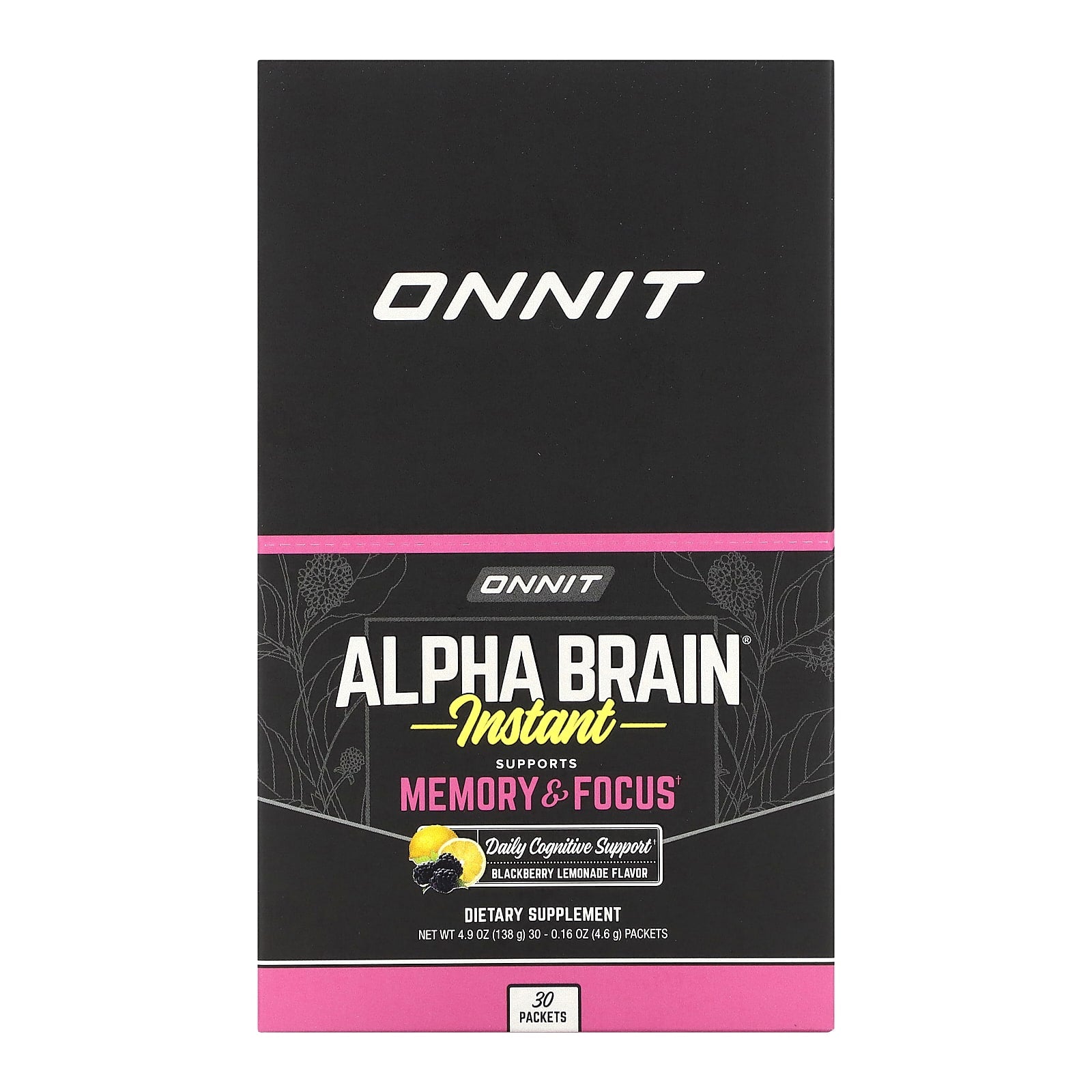 Onnit-AlphaBRAIN Instant-Memory & Focus-Blackberry Lemonade -30 Packets-0.16 oz (4.6 g) Each