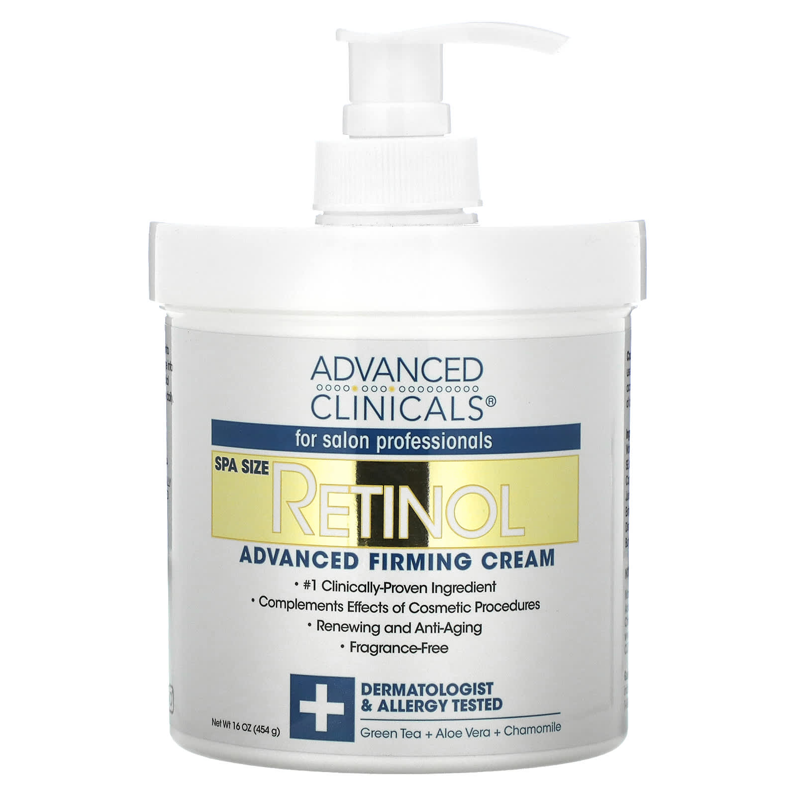 Advanced Clinicals-Retinol-Advanced Firming Cream-Fragrance Free-16 oz (454 g)