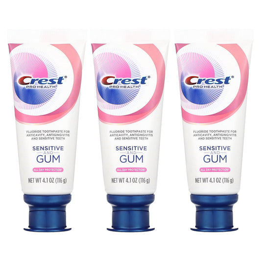 Crest-Pro Health-Sensitive and Gum-Fluoride Toothpaste-3 Pack-4.1 oz (116 g) Each