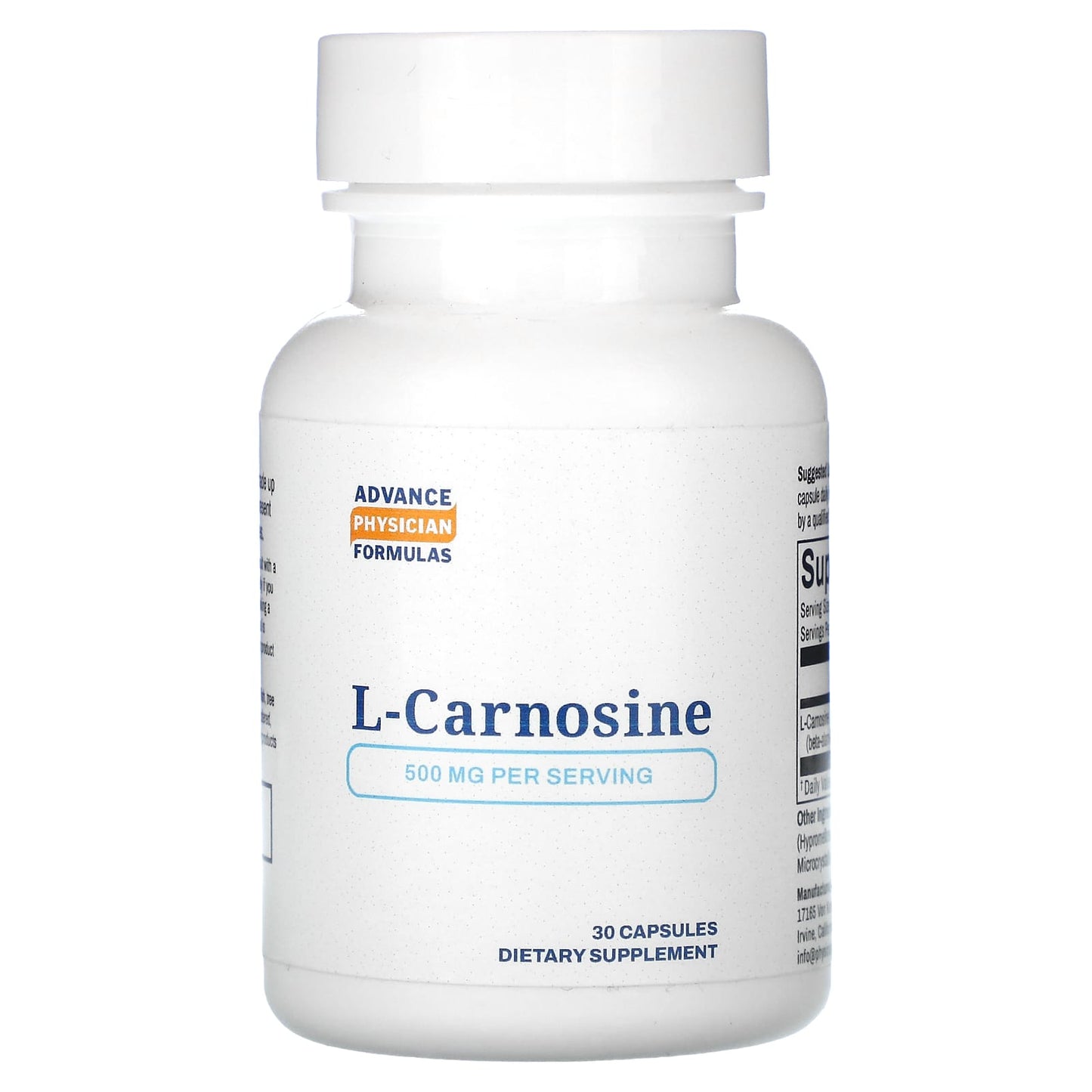 Advance Physician Formulas-L-Carnosine-500 mg-30 Capsules