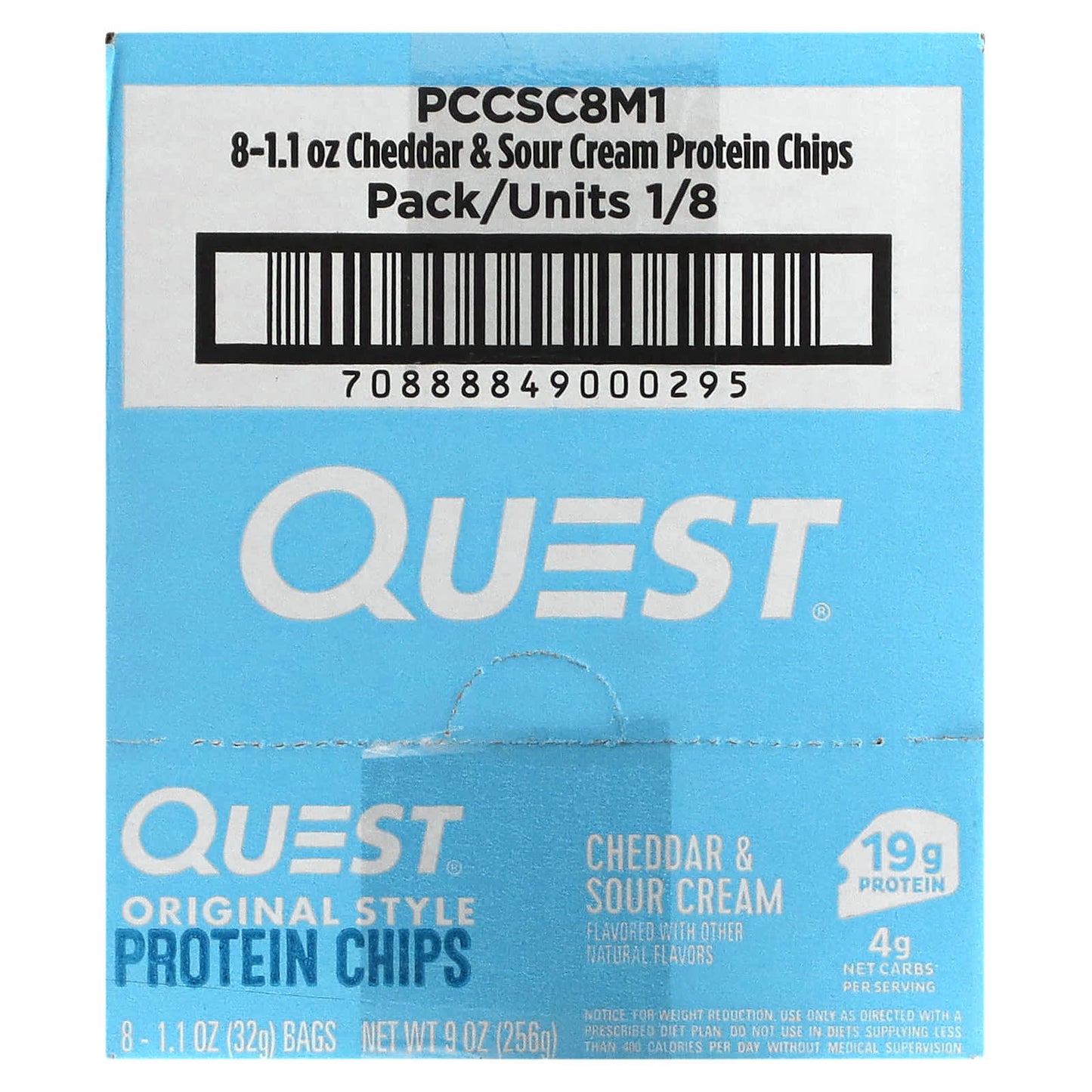 Quest Nutrition, Original Style Protein Chips, Cheddar & Sour Cream, 8 Bags, 1.1 oz (32 g)