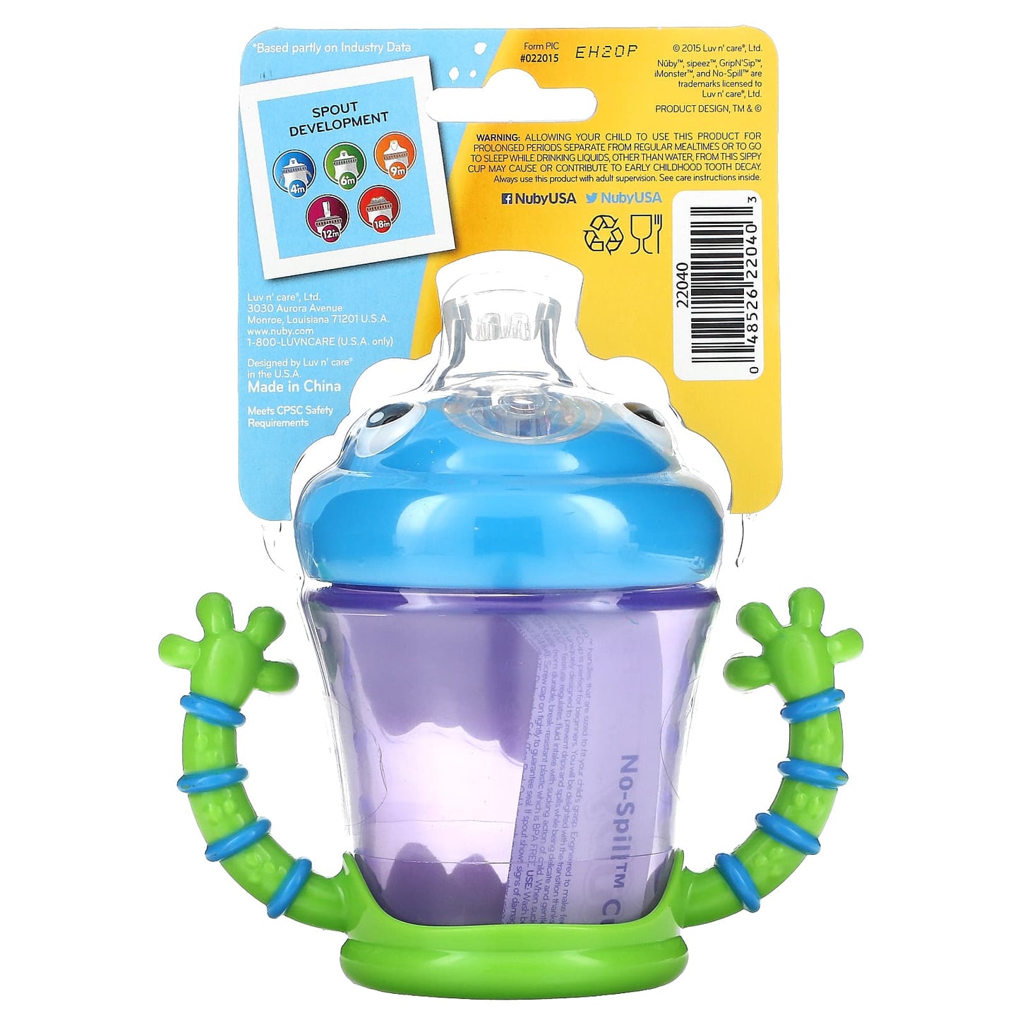 Nuby, iMonster Grip N' Sip Cup, 4+ Months, 7 oz (210 ml)