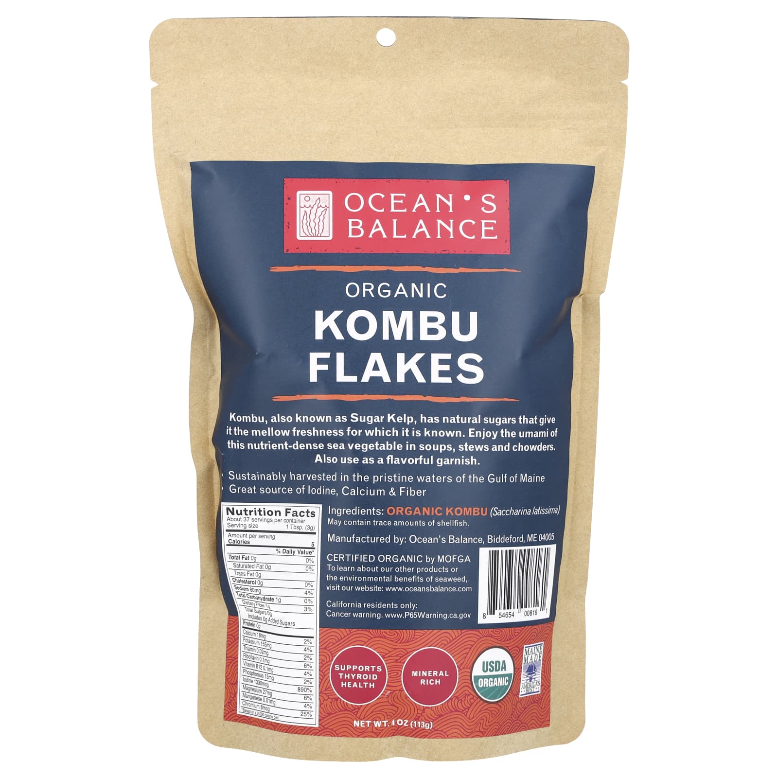 Ocean's Balance-Organic Kombu Flakes-4 oz (113 g)