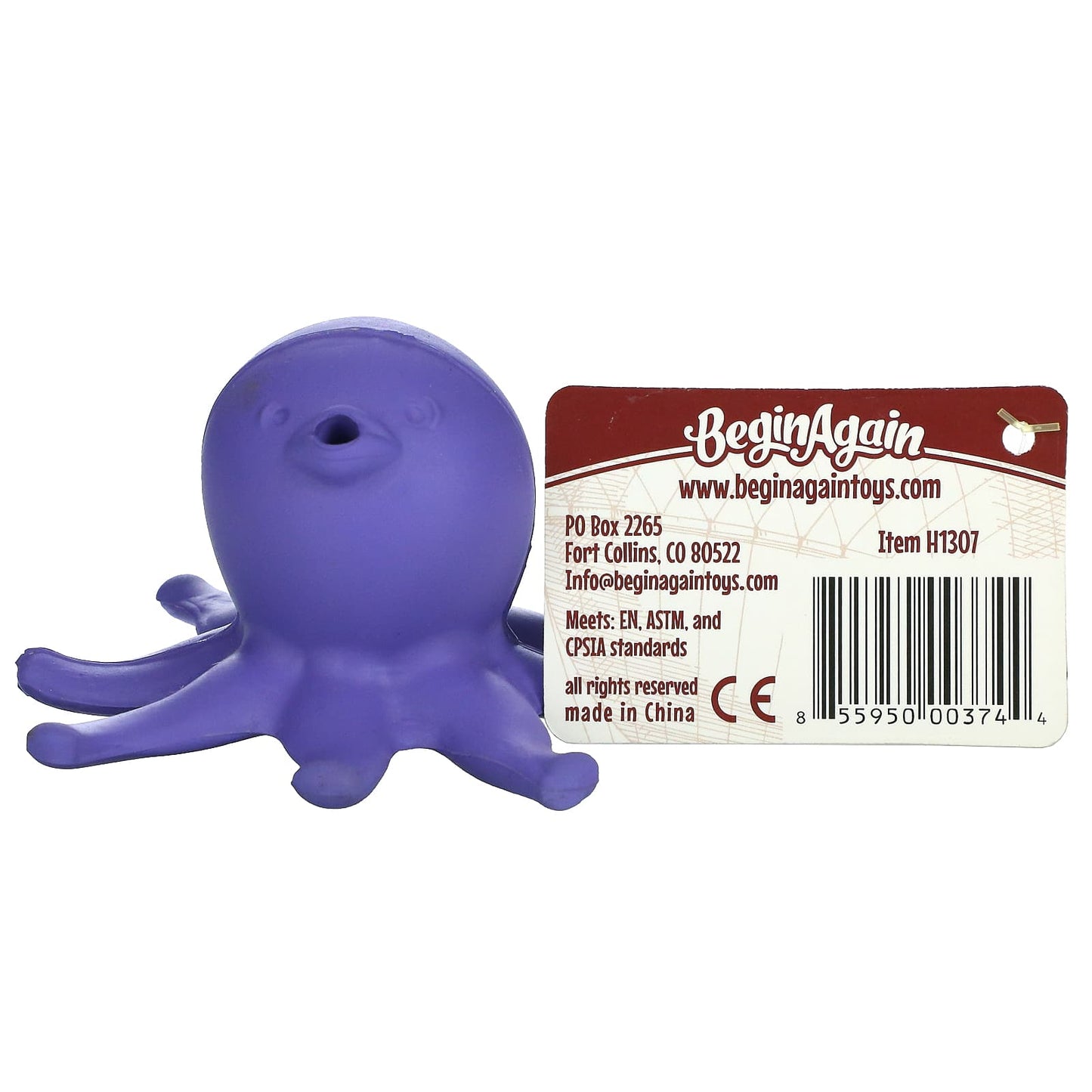 Begin Again Toys, Bathtub Pals, Natural Rubber Bath Toy, 2+ Months, Octopus, 1 Count