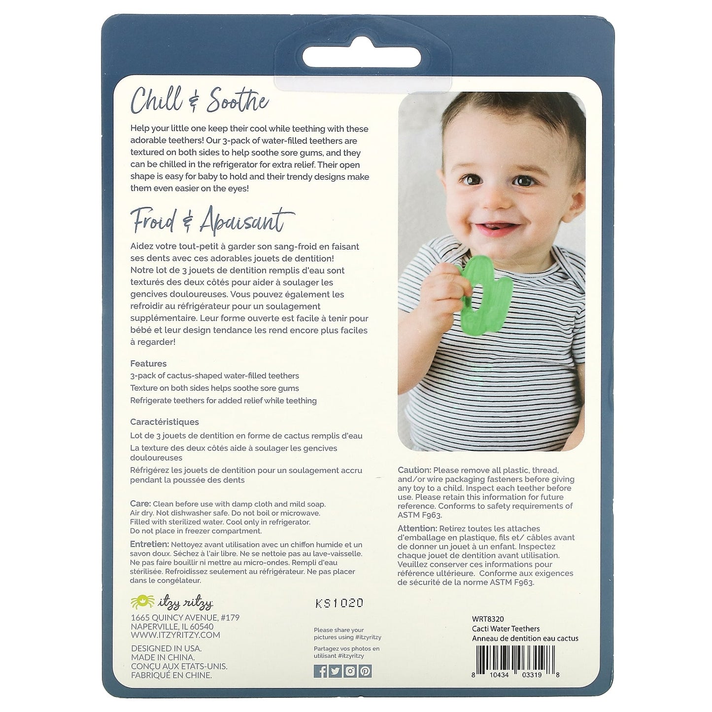 itzy ritzy, Cutie Coolers, Soothing Water-Filled Teethers, 3+ Months, Cacti, 3 Teethers