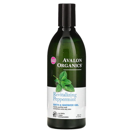 Avalon Organics-Bath & Shower Gel-Revitalizing Peppermint-12 fl oz (355 ml)