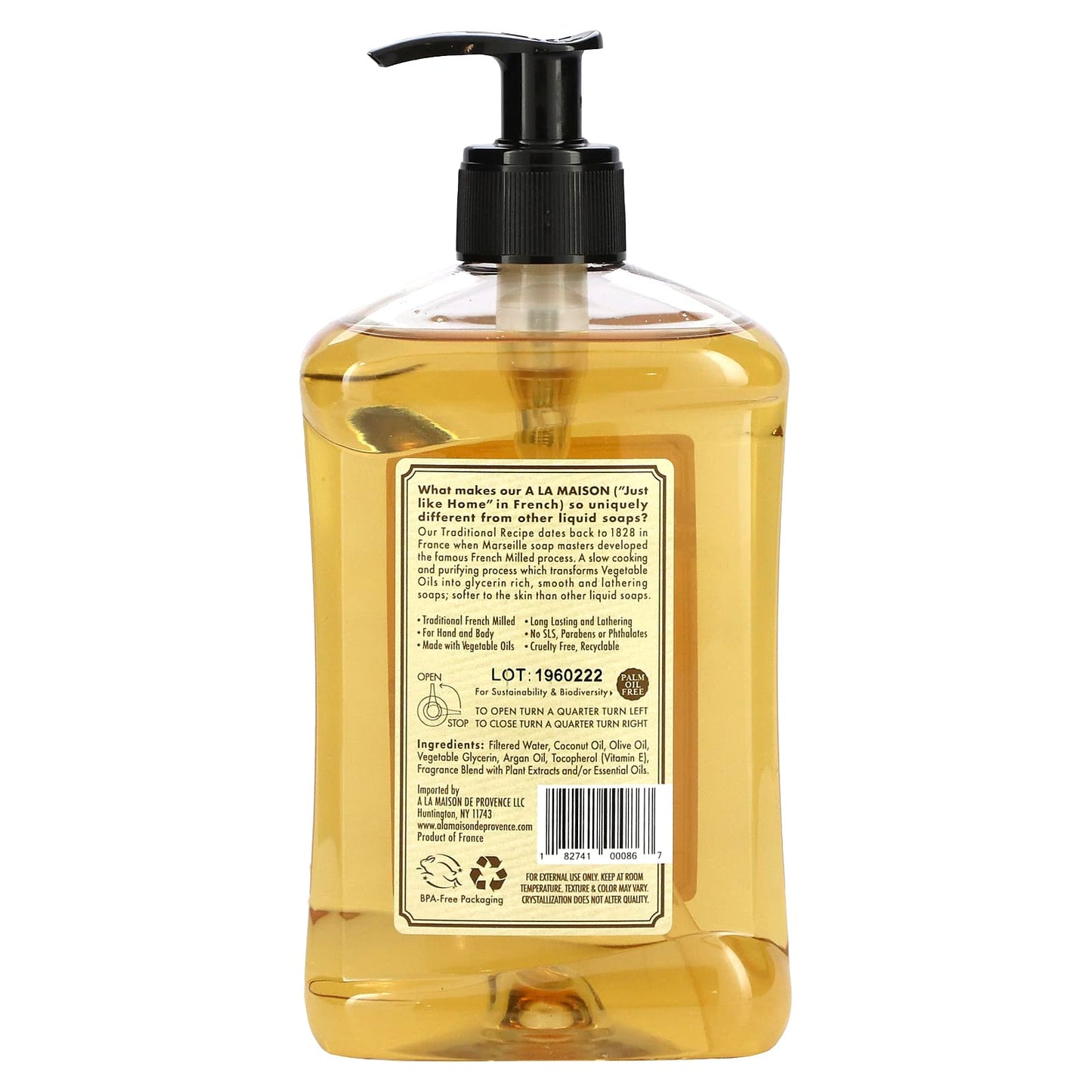 A La Maison de Provence, Liquid Soap For Hand & Body, Honeysuckle, 16.9 fl oz (500 ml)