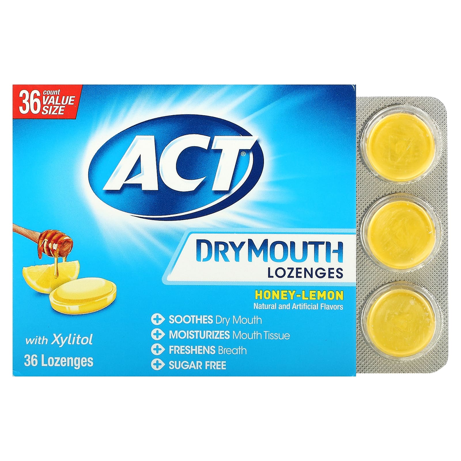 Act-Dry Mouth Lozenges with Xylitol-Honey-Lemon-36 Lozenges