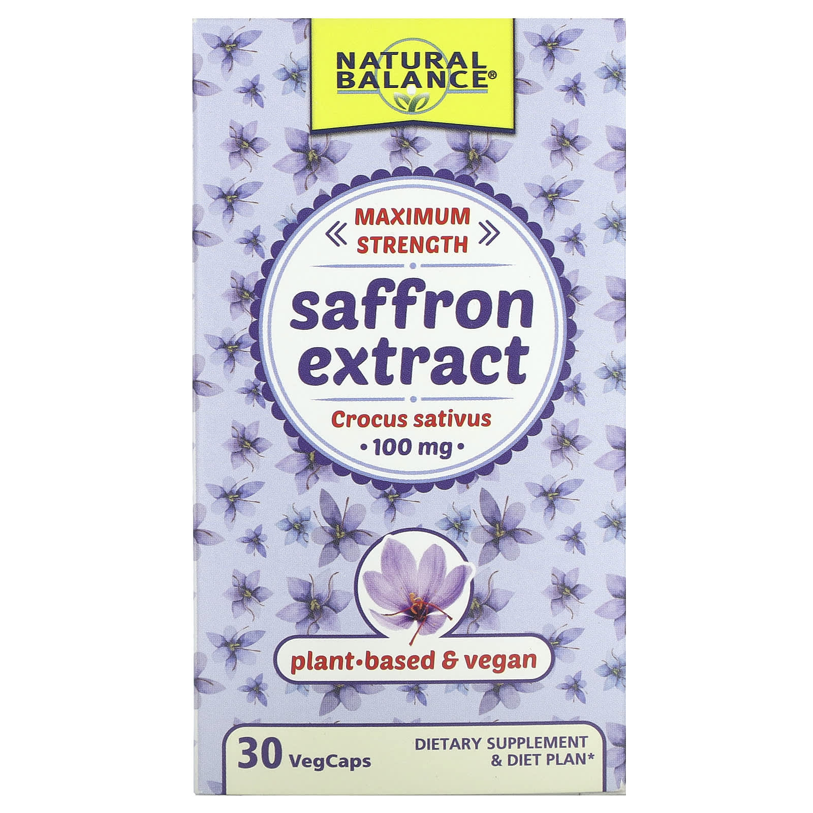 Natural Balance-Saffron Extract-Maximum Strength-100 mg-30 VegCaps