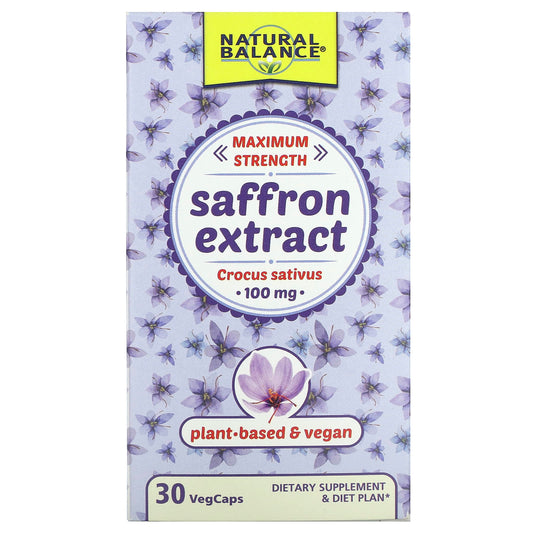 Natural Balance-Saffron Extract-Maximum Strength-100 mg-30 VegCaps