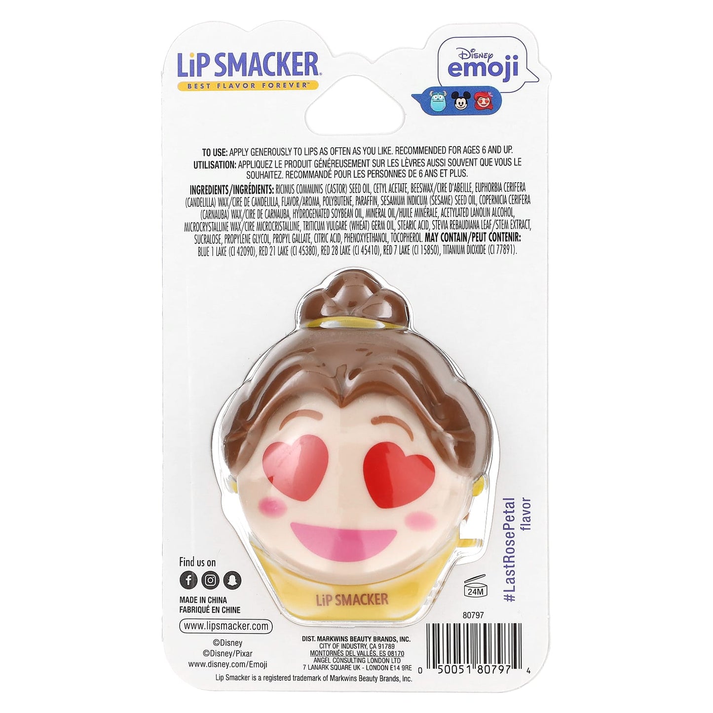 Lip Smacker, Disney Emoji, Lip Balm, Belle, #LastRosePetal, 0.26 oz (7.4 g)