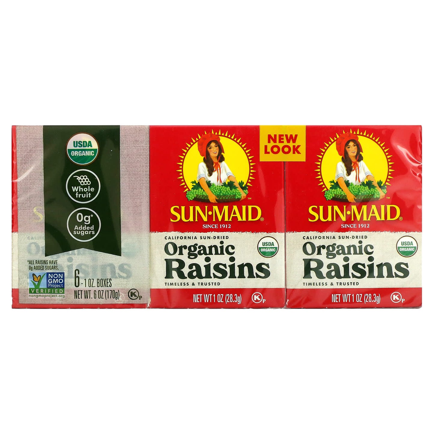 Sun-Maid-Organic California Sun-Dried Raisins-6 Boxes-1 oz (28.3 g) Each