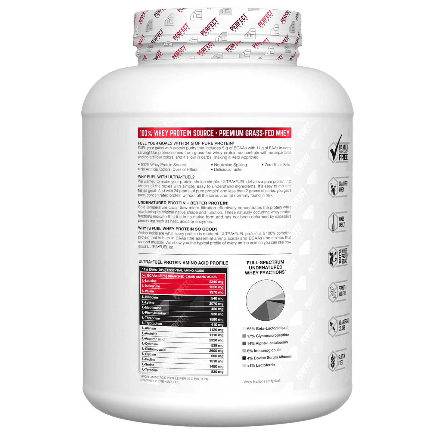 Perfect Sports, Ultra Fuel, Grass-Fed Whey Protein, Triple Chocolate, 4 lb (1.82 kg)