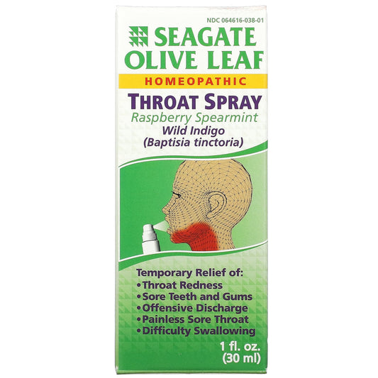 Seagate-Olive Leaf Throat Spray-Raspberry Spearmint-1 fl oz (30 ml)