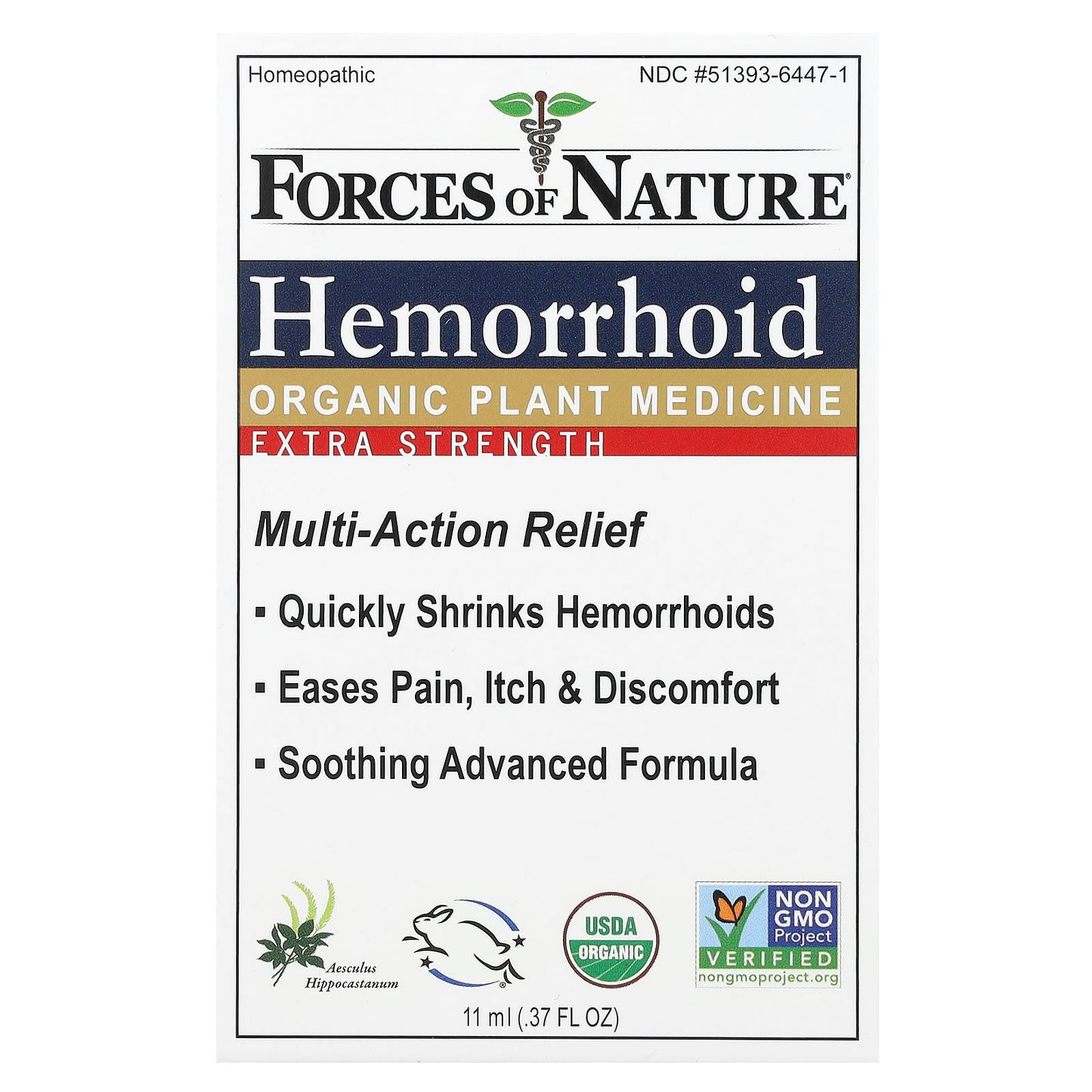 Forces of Nature-Hemorrhoid-Organic Plant Medicine-Extra Strength-0.37 fl oz (11 ml)