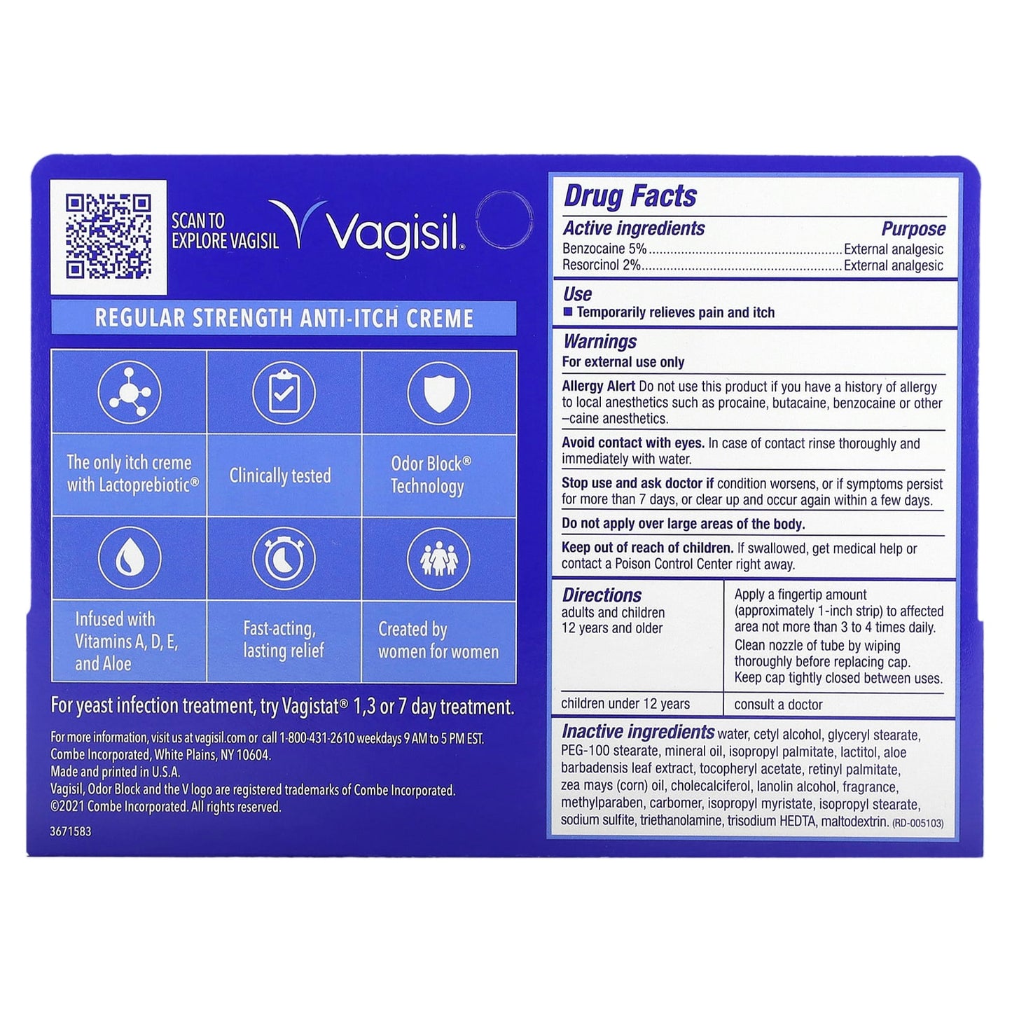 Vagisil, Anti-Itch Creme, Regular Strength, 1 oz (28 g)