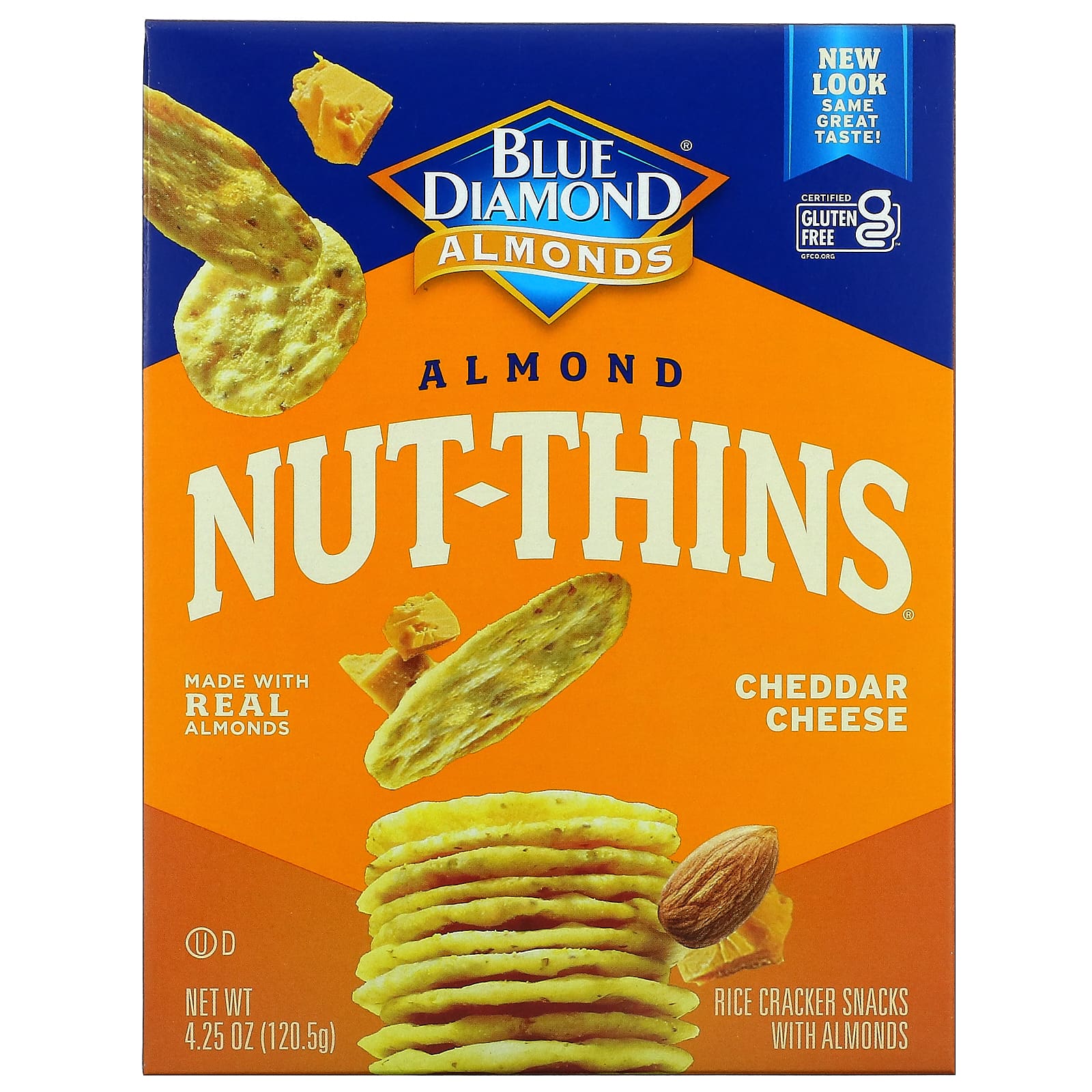 Blue Diamond-Almond Nut-Thins-Rice Cracker Snacks with Almonds-Cheddar Cheese-4.25 oz (120.5 g)