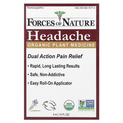 Forces of Nature-Headache Roll-On-Organic Plant Medicine-0.14 oz (4 ml)