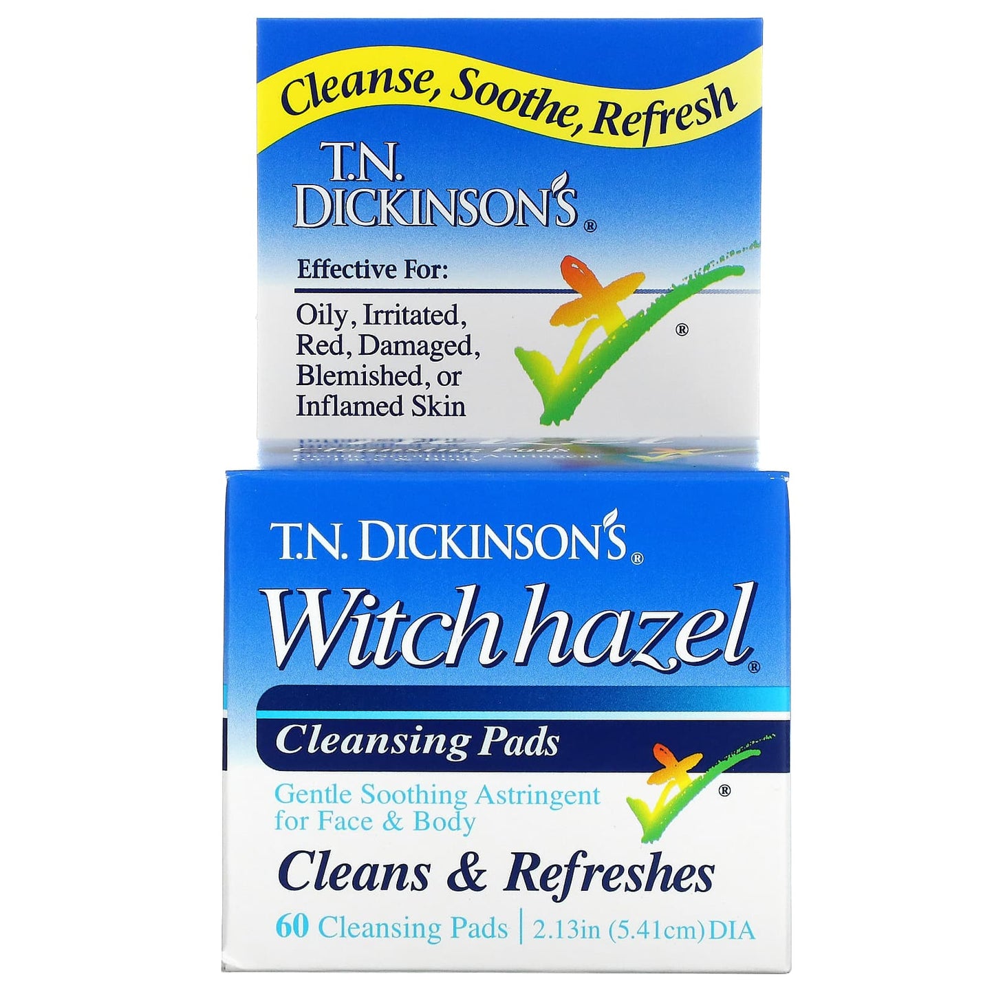 Dickinson Brands, T.N. Dickinson's Witch Hazel Cleansing Pads, 60 Pads