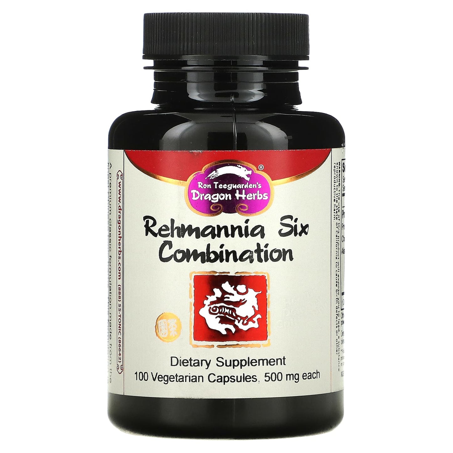 Dragon Herbs-Rehmannia Six Combination-500 mg-100 Vegetarian Capsules