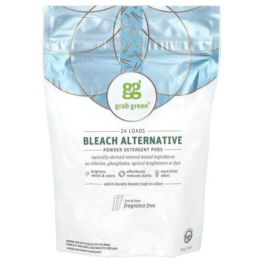 Grab Green-Bleach Alternative Powder Detergent Pods-Fragrance Free-24 Loads-12.6 oz (360 g)