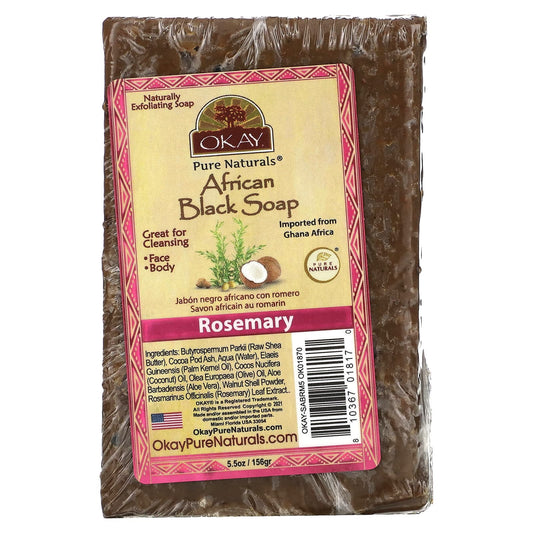 Okay Pure Naturals-African Black Bar Soap-Rosemary-5.5 oz (156 g)