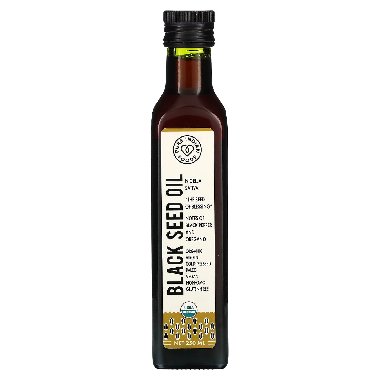 Pure Indian Foods-Organic Cold Pressed Virgin Black Seed Oil-250 ml