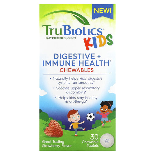 TruBiotics-Kids-Digestive + Immune Health Chewables-Strawberry-30 Chewable Tablets