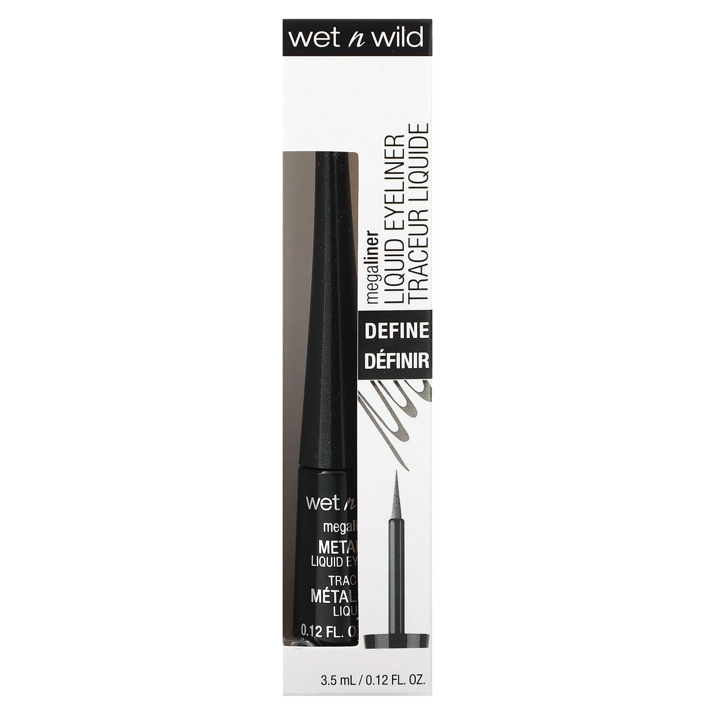 wet n wild, MegaLiner, Metallic Liquid Eyeliner, 111A Cosmic Black, 0.12 fl oz (3.5 ml)