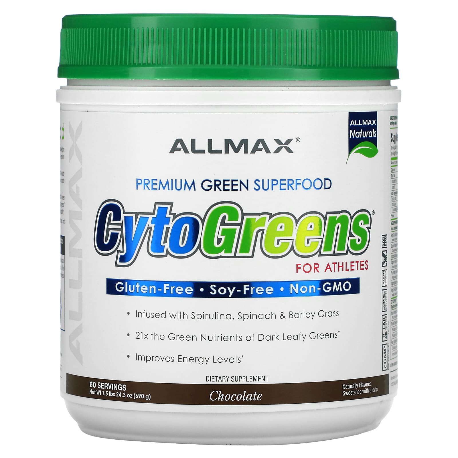 ALLMAX-CytoGreens-Premium Green Superfood for Athletes-Chocolate-1.5 lbs (690 g)