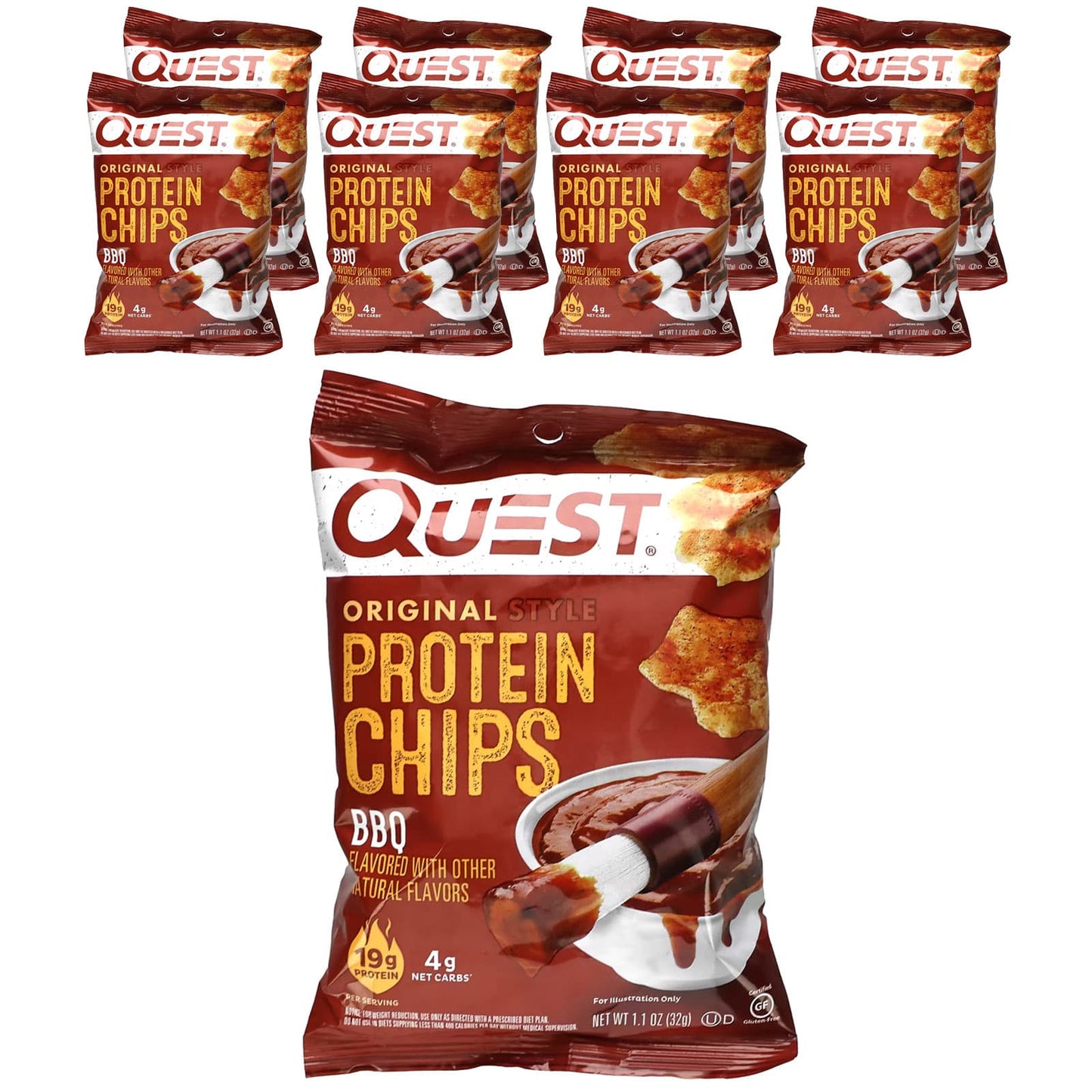 Quest Nutrition-Original Style Protein Chips-BBQ-8 Bags-1.1 oz (32 g) Each