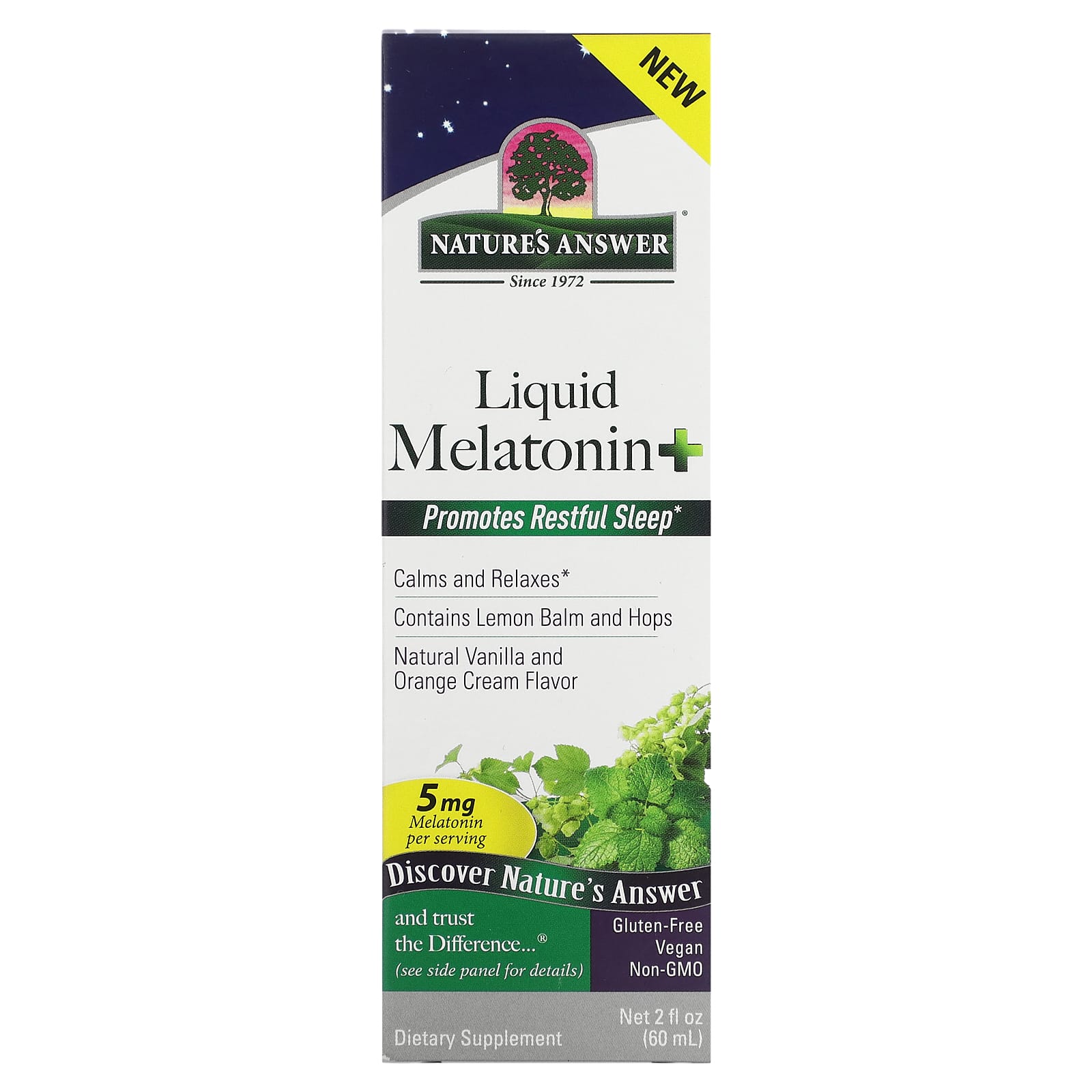 Nature's Answer-Liquid Melatonin+-Natural Vanilla and Orange Cream-5 mg-2 fl oz (60 ml)