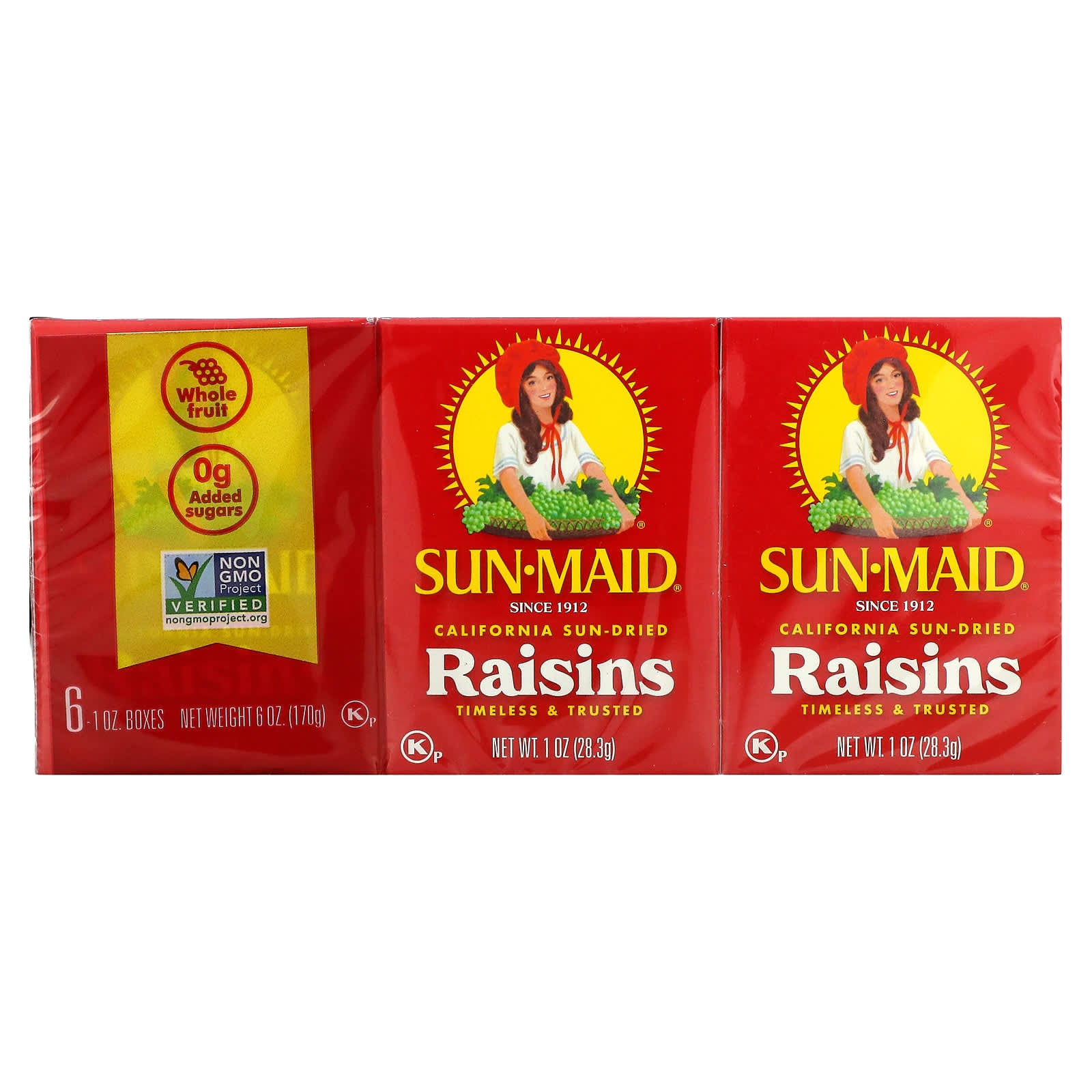 Sun-Maid-California Sun-Dried Raisins-6 Boxes-1 oz (28.3 g) Each