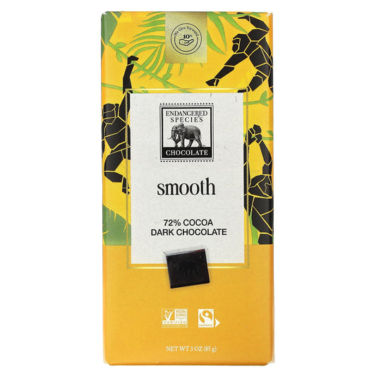 Endangered Species Chocolate-Smooth Dark Chocolate-72% Cocoa-3 oz (85 g)