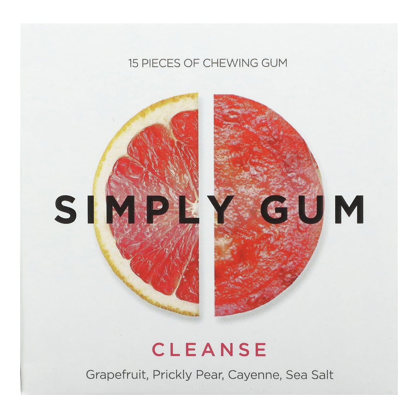 Simply Gum-Chewing Gum-Cleanse-Grapefruit-Prickly Pear-Cayenne-Sea Salt-15 Pieces