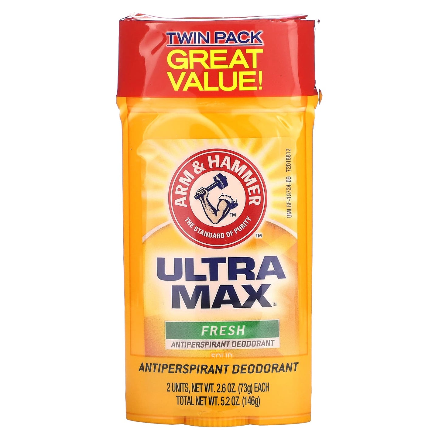 Arm & Hammer, UltraMax, Solid Antiperspirant Deodorant, Fresh, 2 Pack, 2.6 oz (73 g) Each