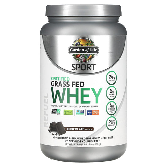 Garden of Life-Sport-Certified Grass Fed Whey-Chocolate-23.28 oz (660 g)