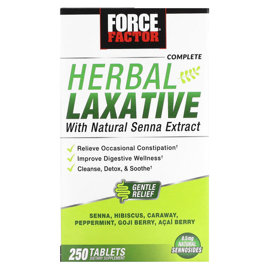 Force Factor-Complete Herbal Laxative with Natural Senna Extract-250 Tablets