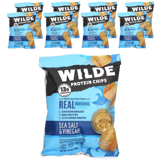 Wilde Brands-Protein Chips-Sea Salt & Vinegar-8 Bags-1.34 oz (38 g) Each