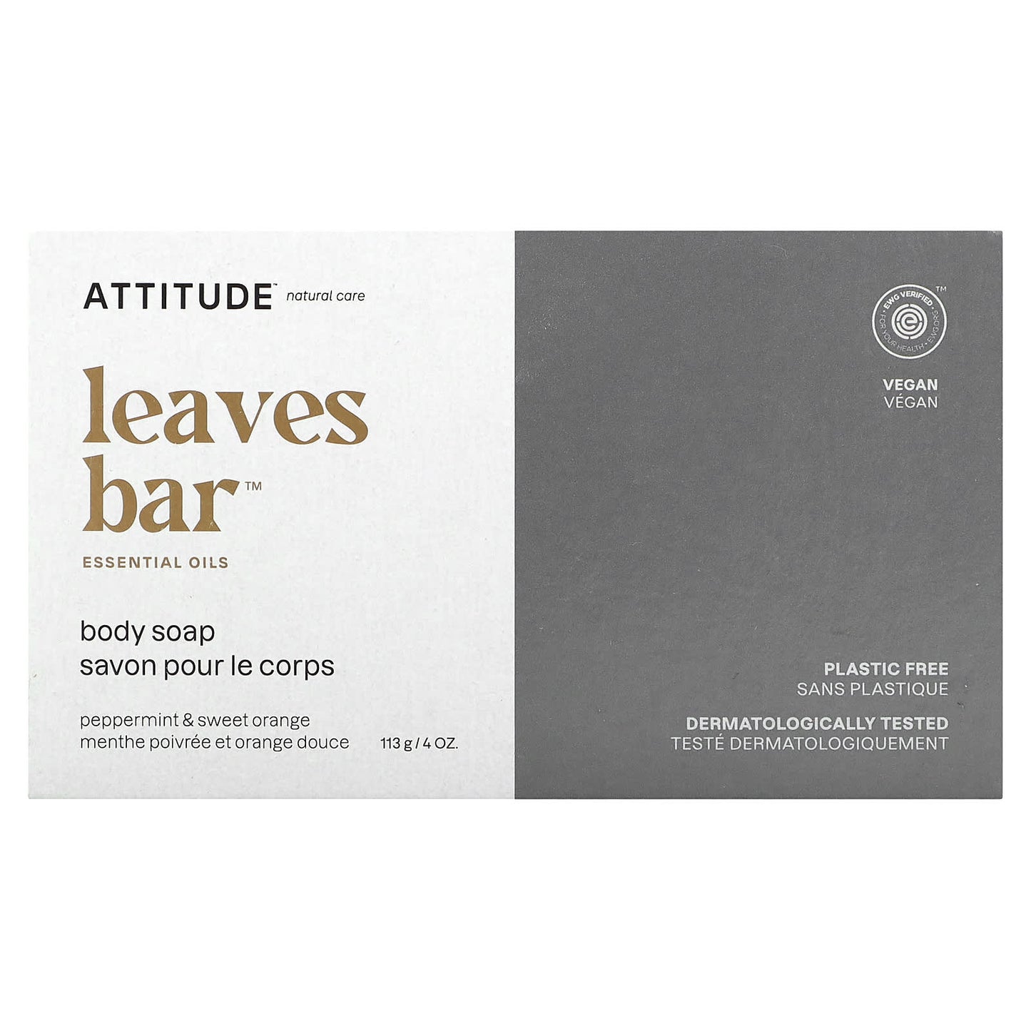 ATTITUDE-Leaves Bar-Body Bar Soap-Peppermint & Sweet Orange-4 oz (113 g)