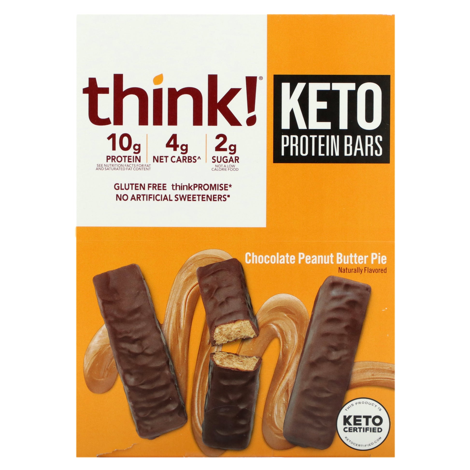 Think !-Keto Protein Bars-Chocolate Peanut Butter Pie-10 Bars-1.41 oz (40 g) Each