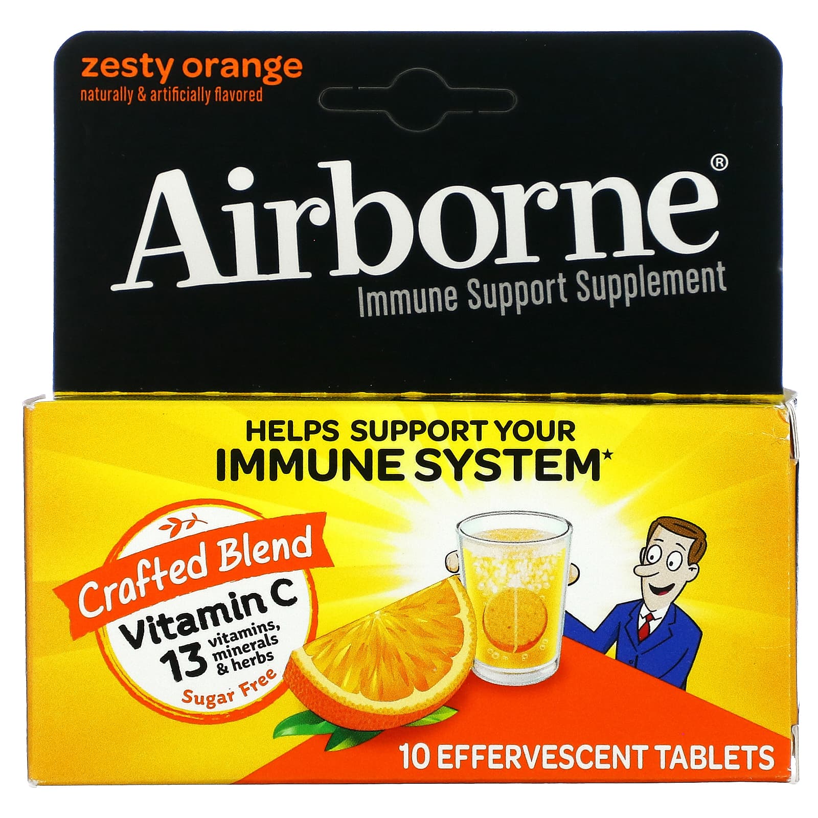 AirBorne-Immune Support Supplement-Zesty Orange-10 Effervescent Tablets