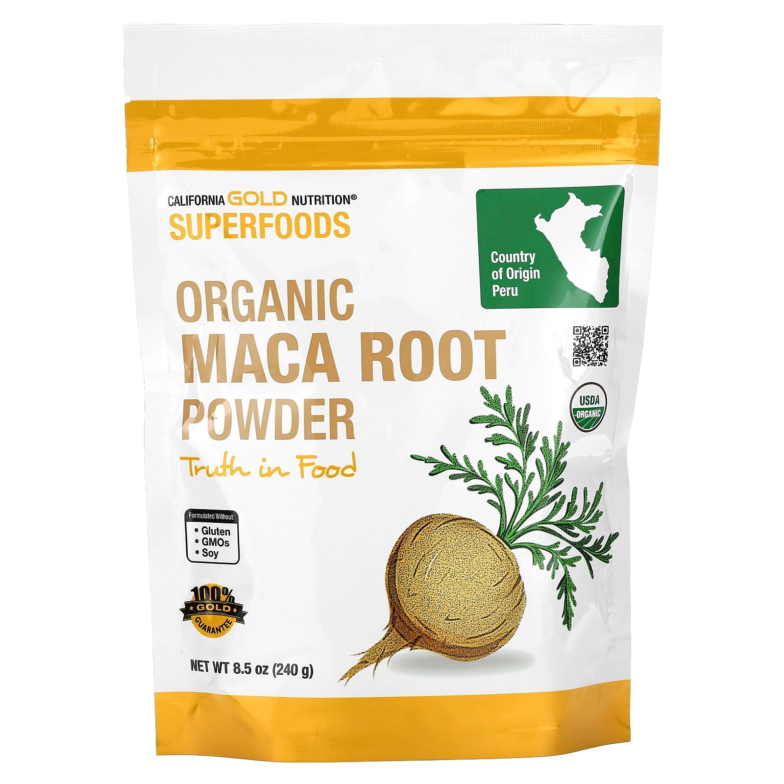 California Gold Nutrition-SUPERFOODS - Organic Maca Root Powder-8.5 oz (240 g)