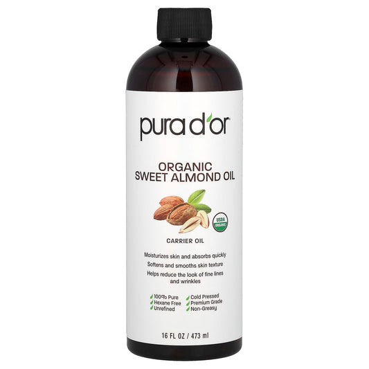 Pura D'or-Organic Sweet Almond Oil-16 fl oz (473 ml)