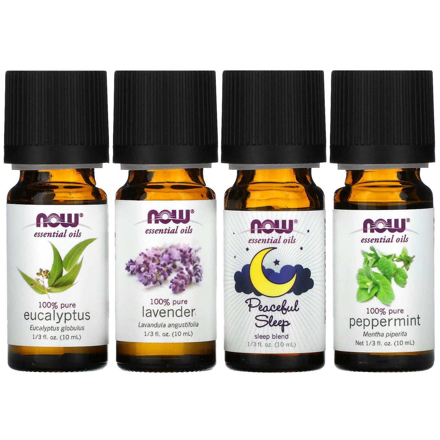 NOW Foods-Let There Be Peace & Quiet-Relaxing Essential Oils Kit-4 Bottles-1/3 fl oz (10 ml) Each