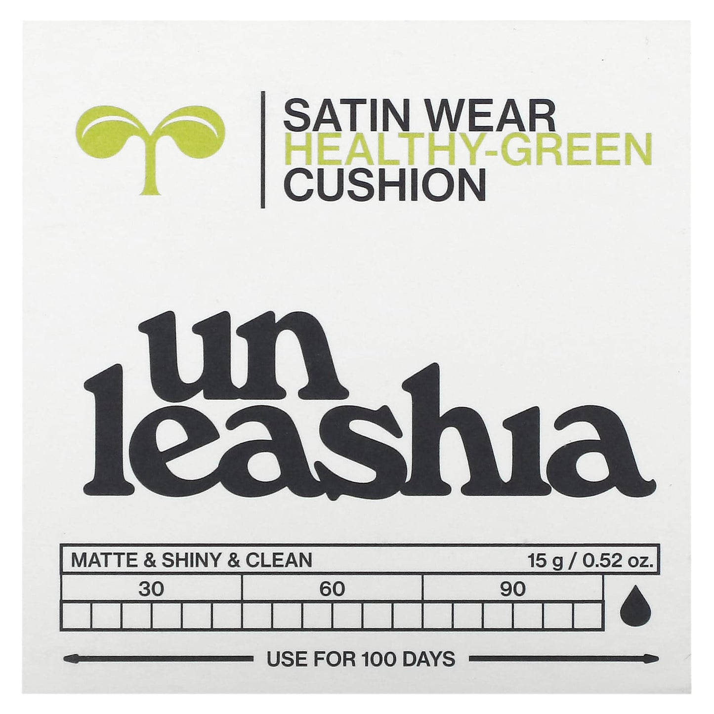 Unleashia, Satin Wear Healthy-Green Cushion, SPF30/PA++, 18C Seashell, 0.52 oz (15 g)