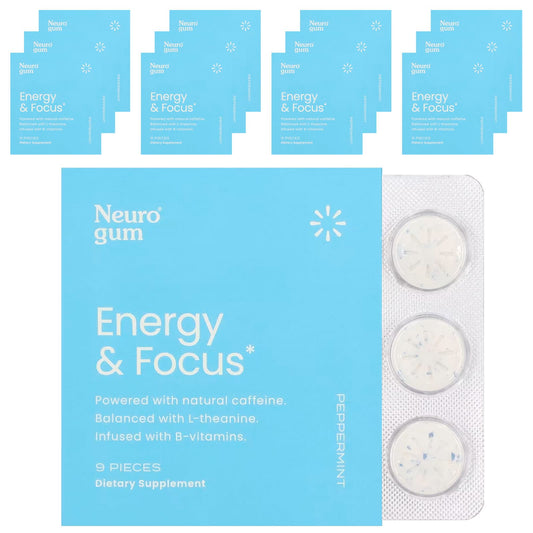 NeuroGum-Energy & Focus-Peppermint-12 Pack-9 Piece Each