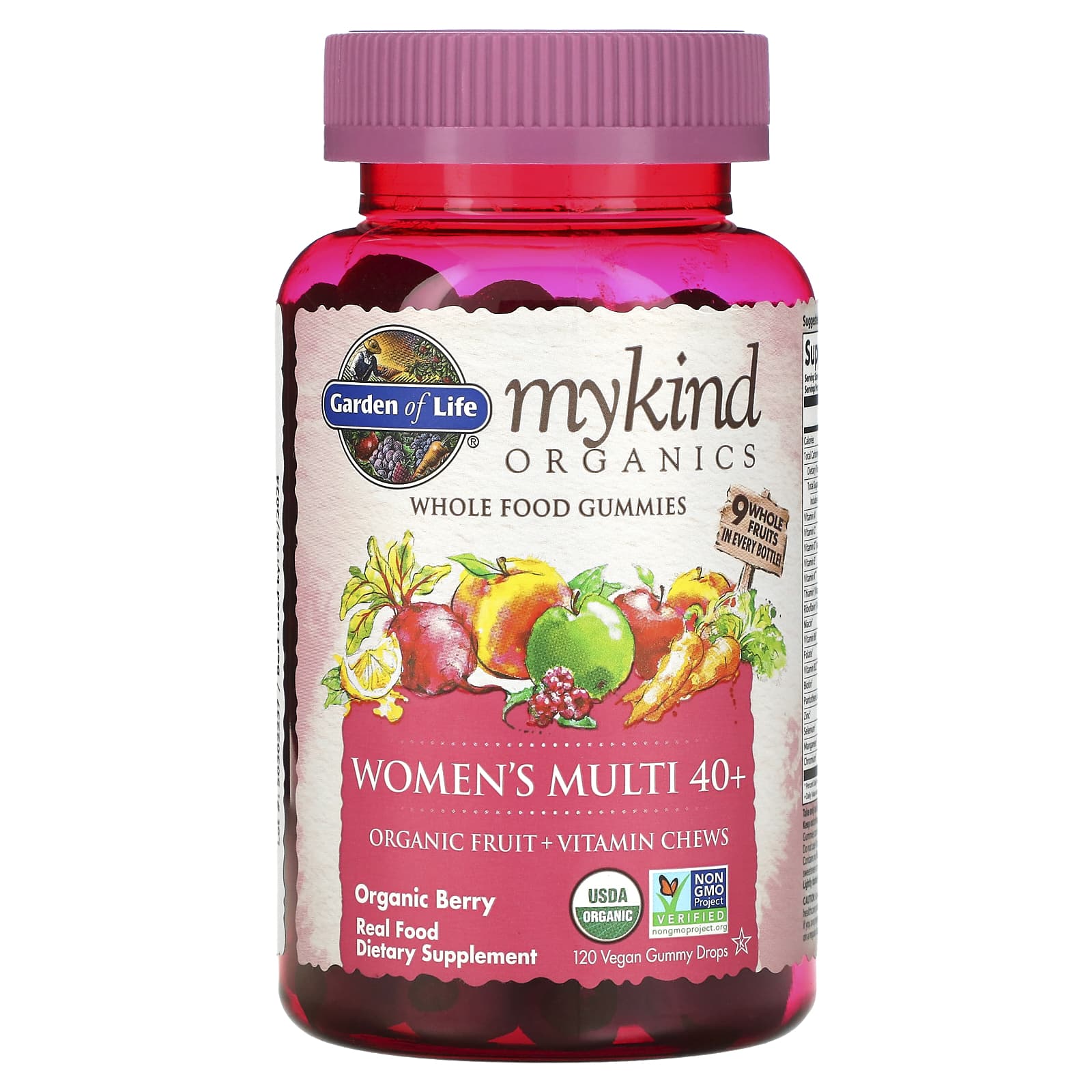 Garden of Life-MyKind Organics-Women's Multi 40+-Organic Berry-120 Vegan Gummy Drops