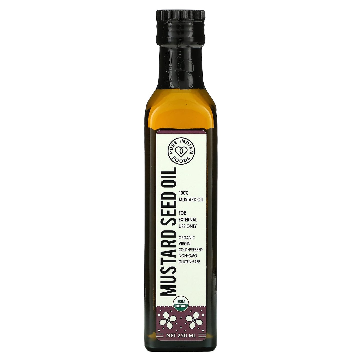 Pure Indian Foods-Organic Cold Pressed Virgin Mustard Seed Oil-250 ml